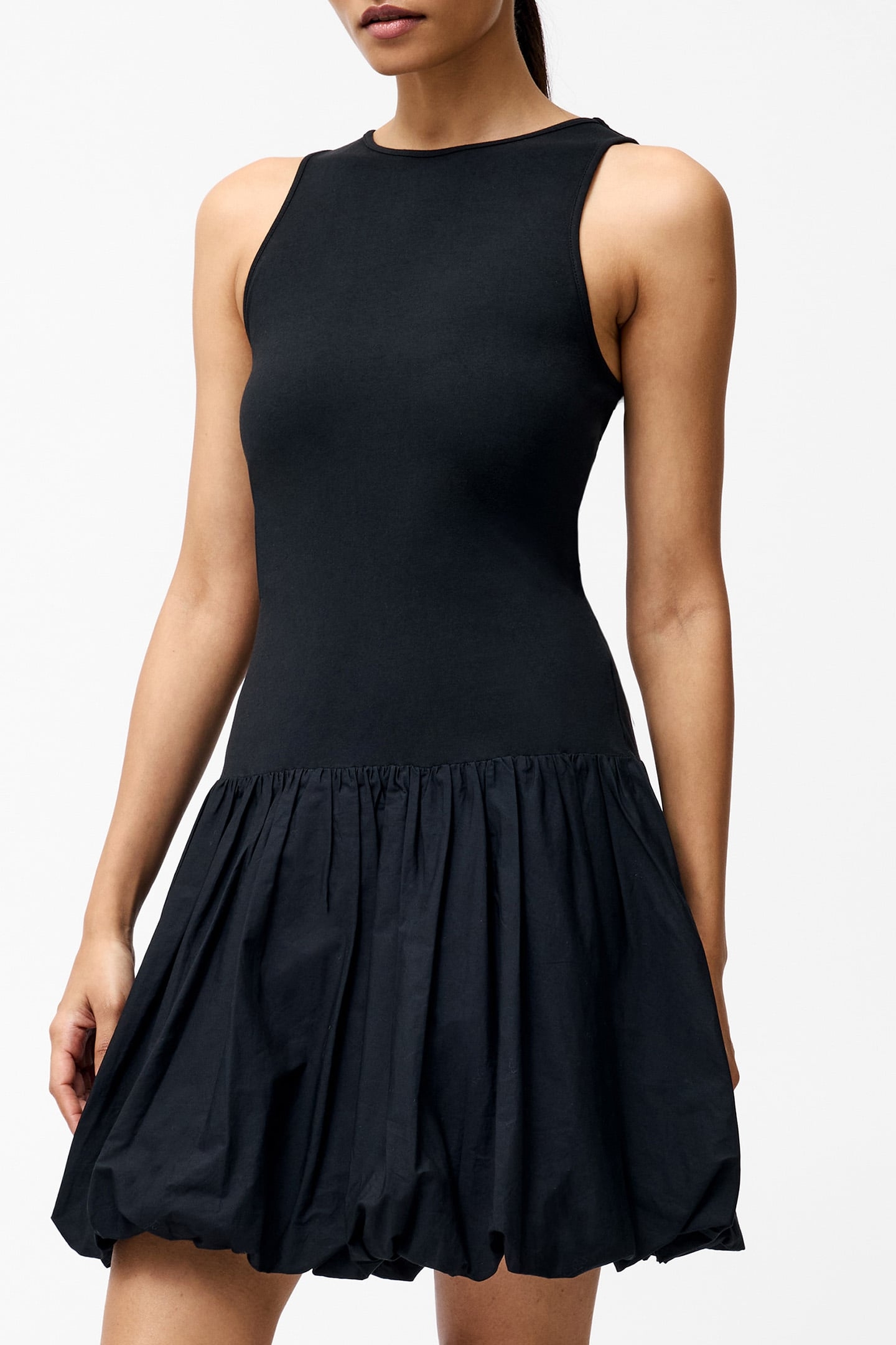 PHOEBE BUBBLE HEM MINI DRESSS BLACK 3