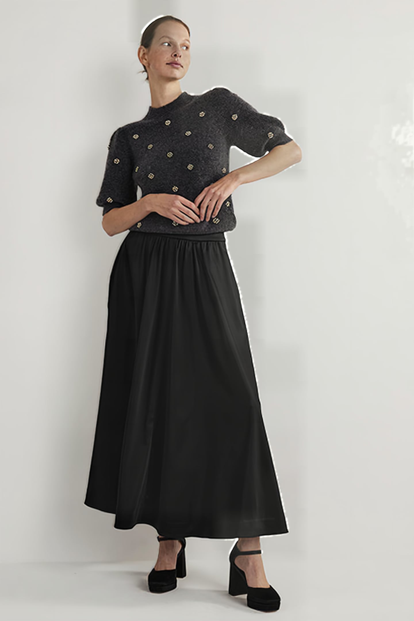 FULL SATIN MAXI SKIRT BLK 3