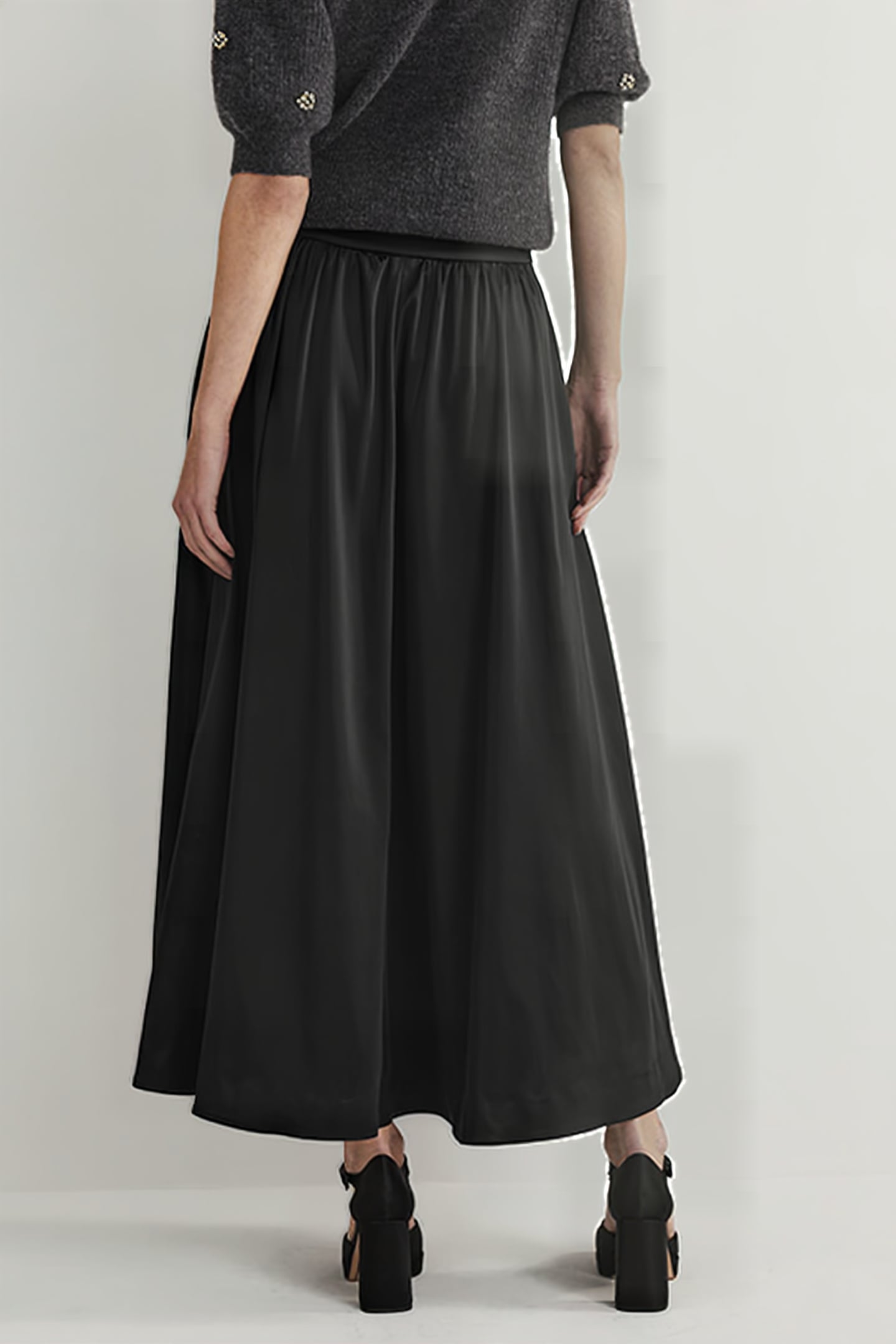 FULL SATIN MAXI SKIRT BLK 2
