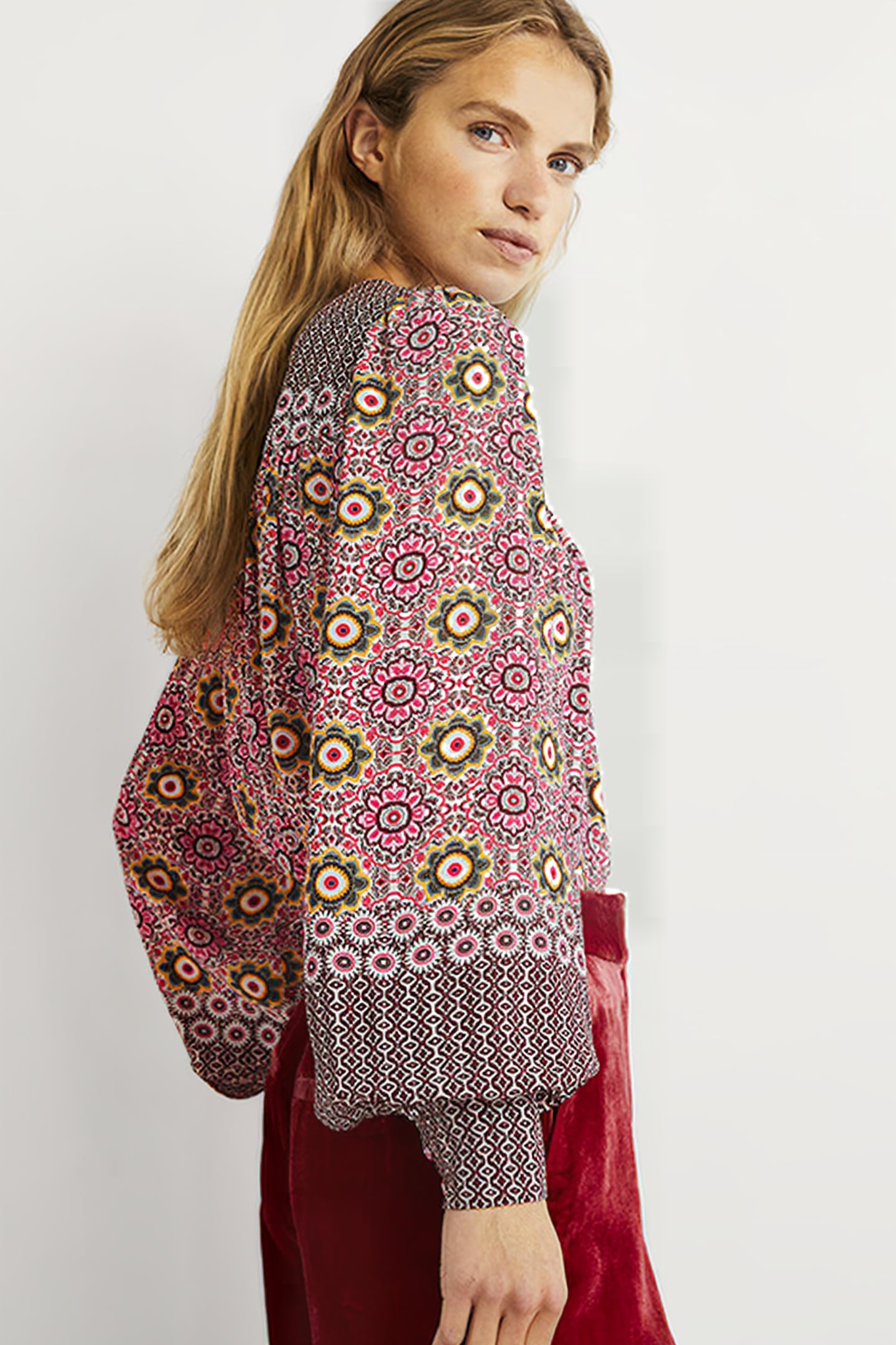 PRINTED YOKE DETAIL TOP PNK 3