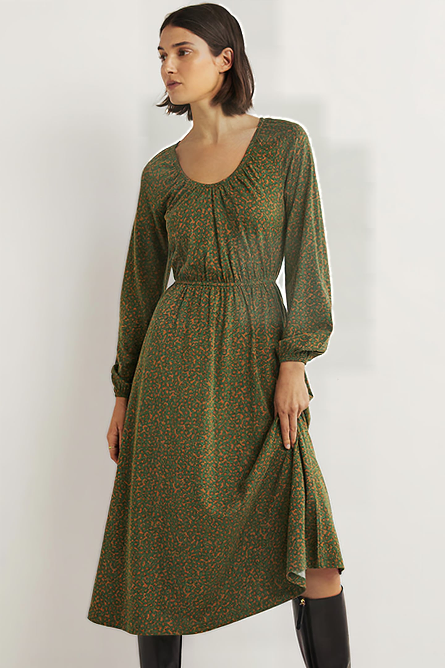 SCOOP NECK JERSEY MIDI DRESS BGR 3