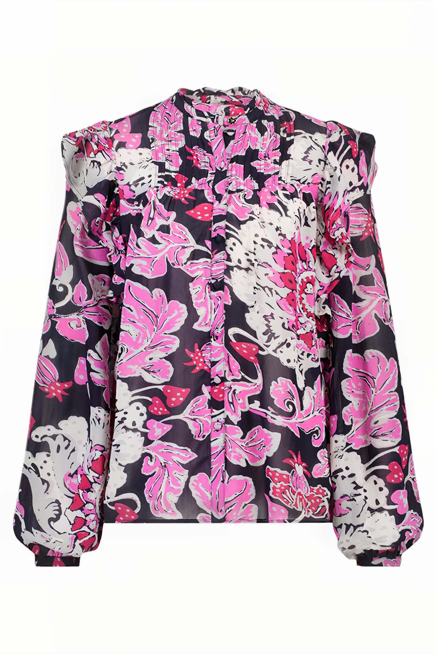 BIBI LONG SLEEVE BLOUSE ANTRA/BUBBLE GUM PIN 4