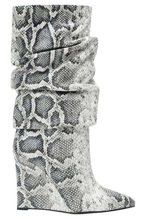 PYTHON-EMBOSSED WEDGE BOOTS WHITE SNAKE 1