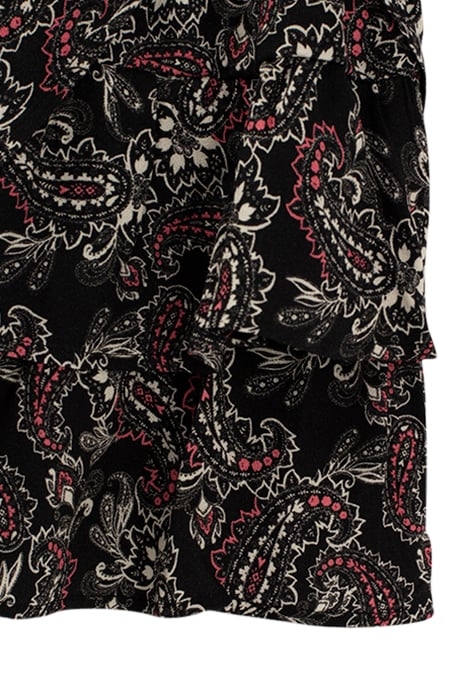 GIRLS’ BLACK PAISLEY PRINT RUFFLED SHORT SKIRT BLACK 4