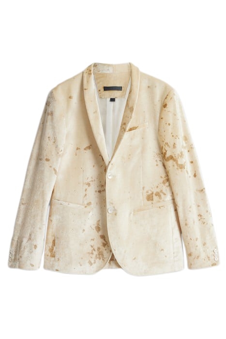 SLIM FIT BUTTON CLOSURE SHORT SHAWL COLL SAND 2