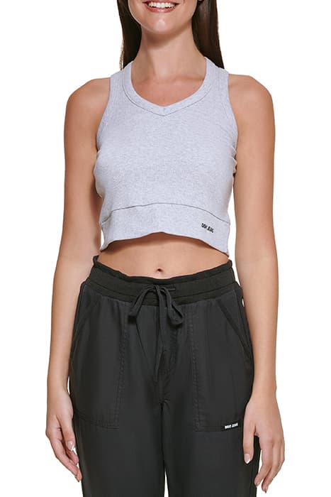 SLVL V-NECK CROP TAN SLVR HTHR by DKNY