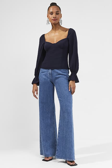 ERYL LIGHT BLOUSE UTILITY BLUE by French Connection