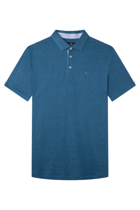 LINEN JERSEY POLO MEDIUM BLUE by Hackett London