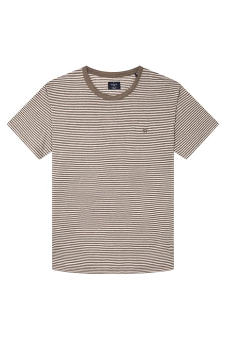 LINEN STRIPE TEE CLAY by Hackett London