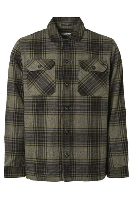 OVERSHIRT BUTTON CLOSURE CHECK RESPONSIBLE CHOICE SAGE GREEN by No Excess