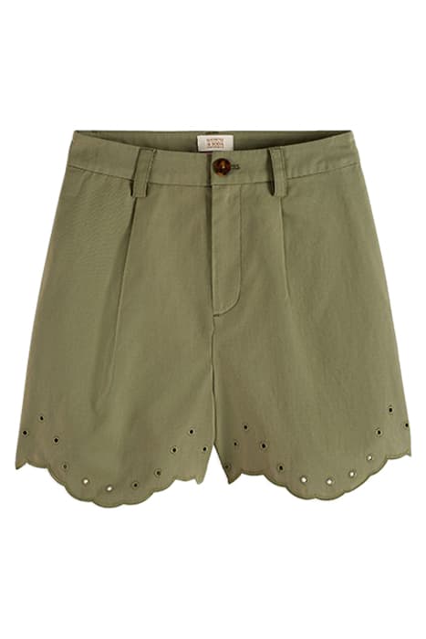 HIGH RISE EMBROIDERED SHORTS OLIVE GREEN by Scotch & Soda