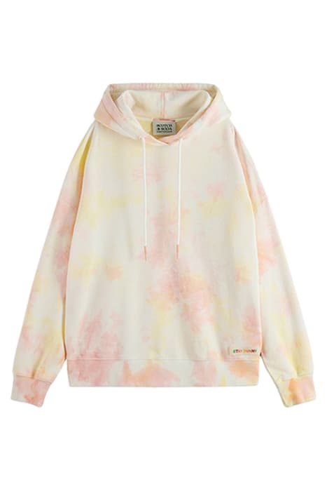 TIE-DYE OVERSIZED FIT HOODIE IN ORGANIC COTTON BLUSH PEACH by Scotch & Soda