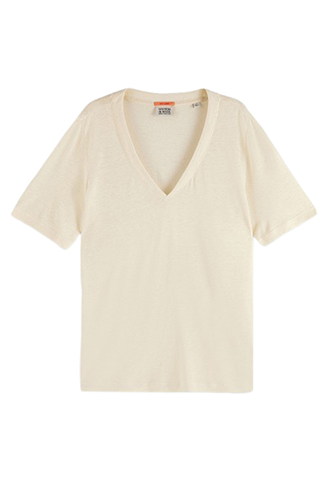 SOFT V-NECK T-SHIRT ARCTIC WHITE by Scotch & Soda Exclusives