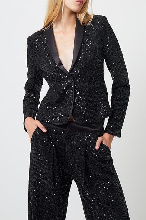 ALINDAVA SEQUIN SUIT JACKET BLACK by French Connection