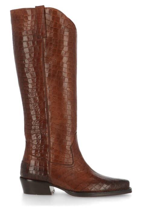 SHS0813 WESTERN BOOT CROCO PRINTED LEATHER COGNAC by Shabbies Amsterdam