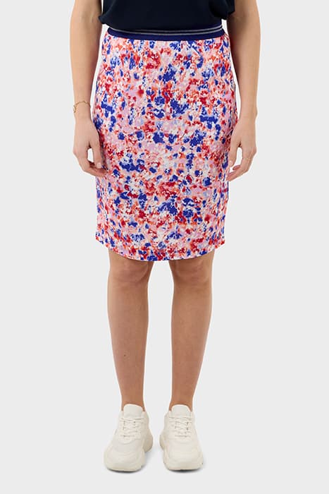 MIDI A-LIJN BLOEMENPRINT ROK MET ELASTISCHE BAND RED BUD by Sandwich