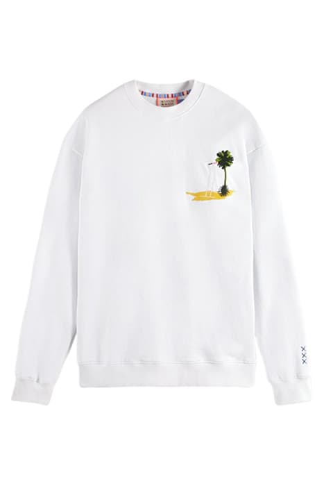 GARMENT -DYED ARTWORK SWEATSHIRT WHITE by Scotch & Soda