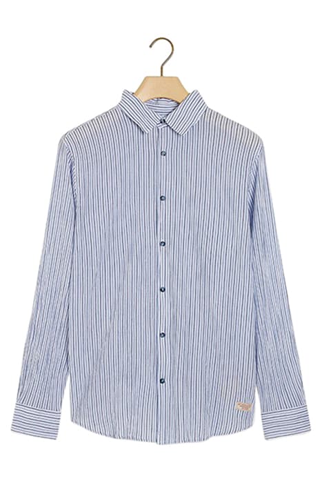 REGULAR FIT CRINKLED COTTON VOILE IN STRIPES AND CHECKS WHIT by Scotch & Soda