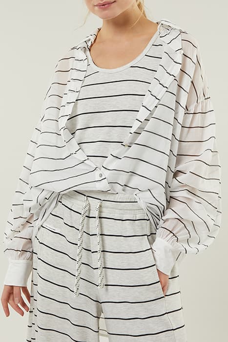 OVERSIZED BLOUSE STRIPE ECRU/BLACK by 10DAYS