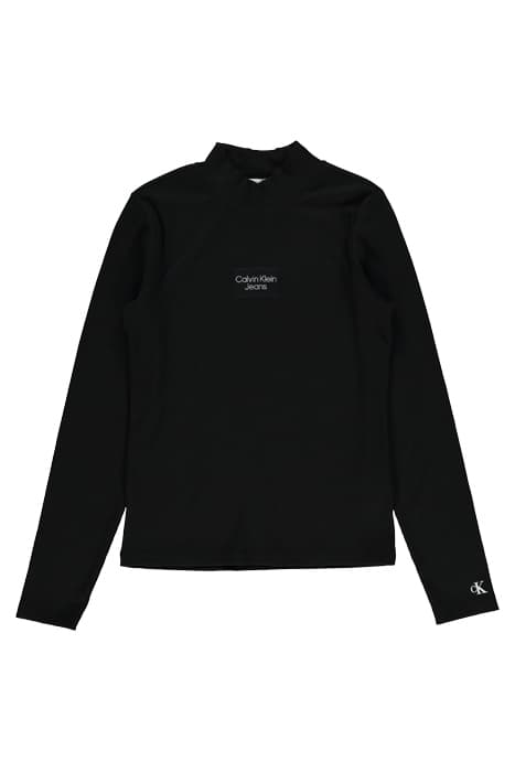 RIB MOCK NECK LS TOP CK BLACK by Calvin Klein