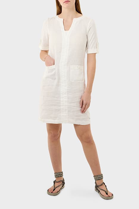 LINEN DRESS WITH BAGS CLOUD DANCER by Sandwich