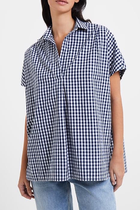 RHODES GINGHAM POPLIN SHIRT NAVY/WHITE by French Connection