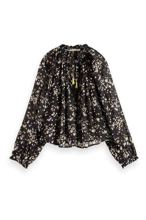 CONTRAST RUFFLE BLOUSE DANDELION BLACK by Scotch & Soda