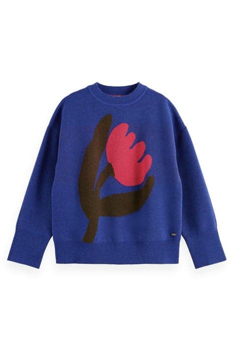 TULIP INTARSIA OVERSIZED PULLOVER BRIGHT BLUE MELANGE by Scotch & Soda