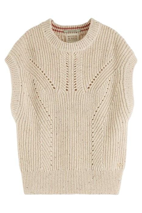 NEPPY YARN SLEEVELESS PULLOVER WHITE SAND by Scotch & Soda