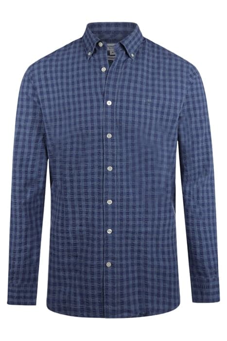 SEERSUCKER CHECK SHIRT MEDIUM BLUE by McGregor