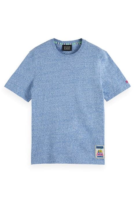 MELANGE TEE WITH CHEST LABEL RIVIERA BLUE MELANGE by Scotch & Soda