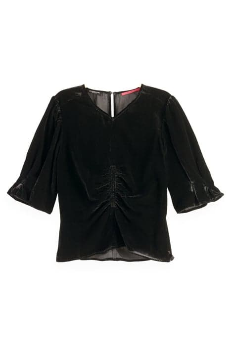 VELVET RUCHED TOP WITH PUFF SLEEVES BLACK SKY by Scotch & Soda