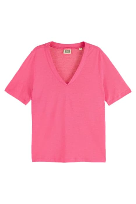 SOFT V-NECK T-SHIRT PINK PUNCH by Scotch & Soda