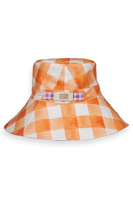 REVERSIBLE PRINTED CHECK HAT PAPAYA BISTRO CHECK by Scotch & Soda