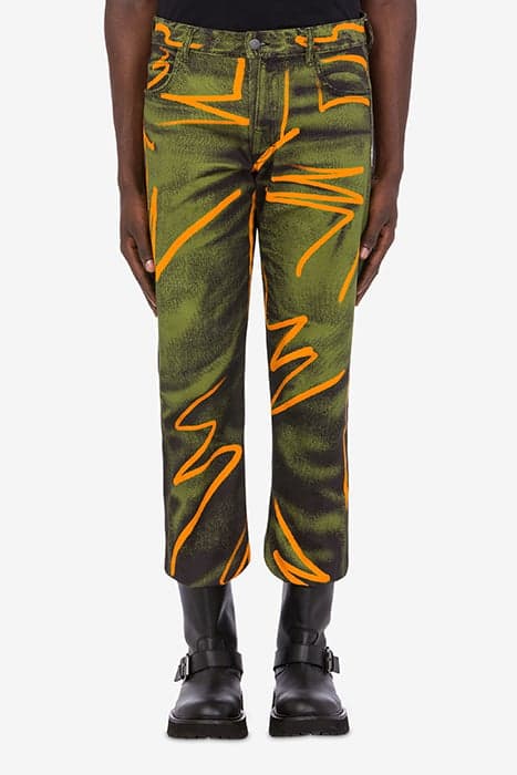 SHADOWS & SQUIGGLES COTTON BULL TROUSERS GREEN by Moschino