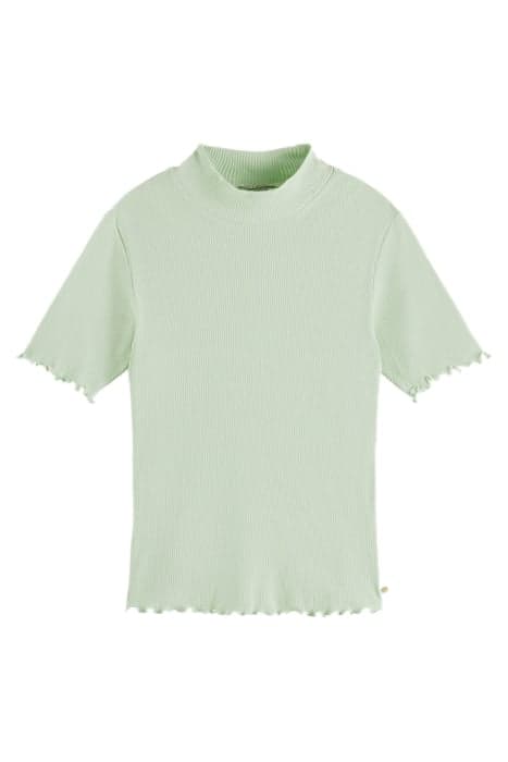 RIBBED MOCK NECK T-SHIRT SEAFOAM by Scotch & Soda