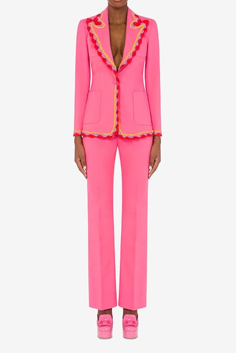 CROCHET DETAILS STRETCH CANVAS JACKET PINK by Moschino