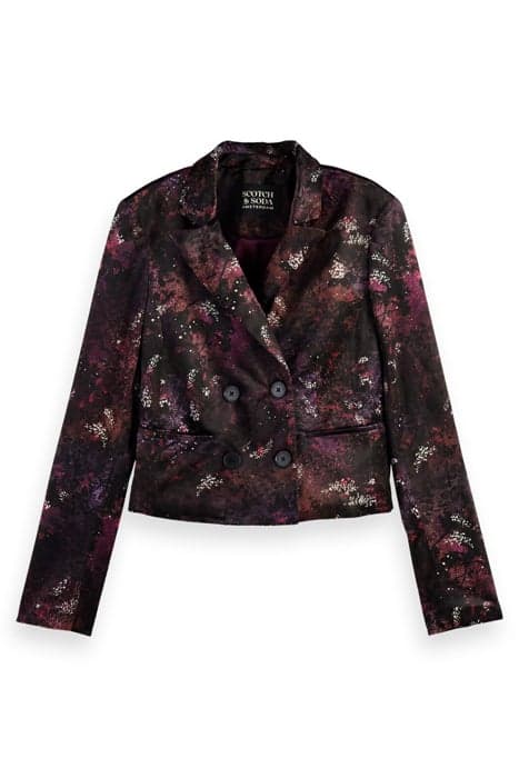 PRINTED VELVET CROPPED BLAZER MIDNIGHT SLATE by Scotch & Soda