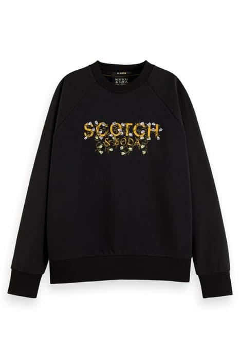 SCOTCH FLOWERS RELAXED-FIT RAGLAN SWEATSHIRT BLACK by Scotch & Soda