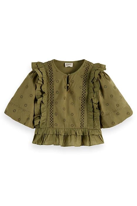 BROIDERY-ANGLAISE RUFFLED TOP IN ORGANIC COTTON BAMBOO by Scotch & Soda