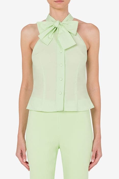 60'S STRETCH COTTON POPLIN TOP GREEN by Moschino