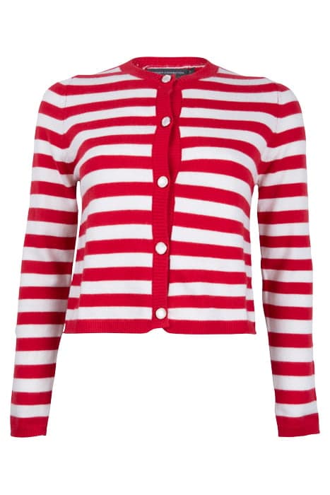 BOXY STRIPE CARDIGAN POPPY/IVORY by French Connection