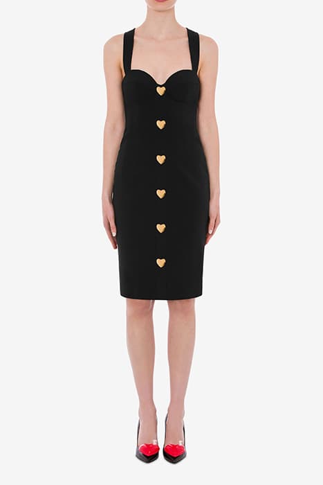 HEART BUTTONS ENVER SATIN DRESS BLACK by Moschino