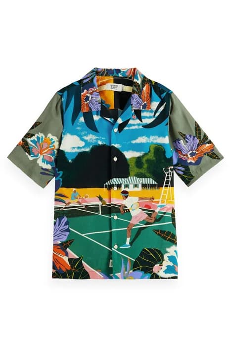 TENNIS PLACEMENT PRINT SHORT-SLEEVED TENCEL SHIRT TENNIS PRI by Scotch & Soda