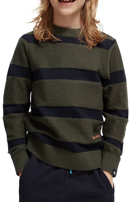 STRUCTURED PULLOVER IN ORGANIC COTTON-WOOL BLEND STEREO GREE by Scotch & Soda