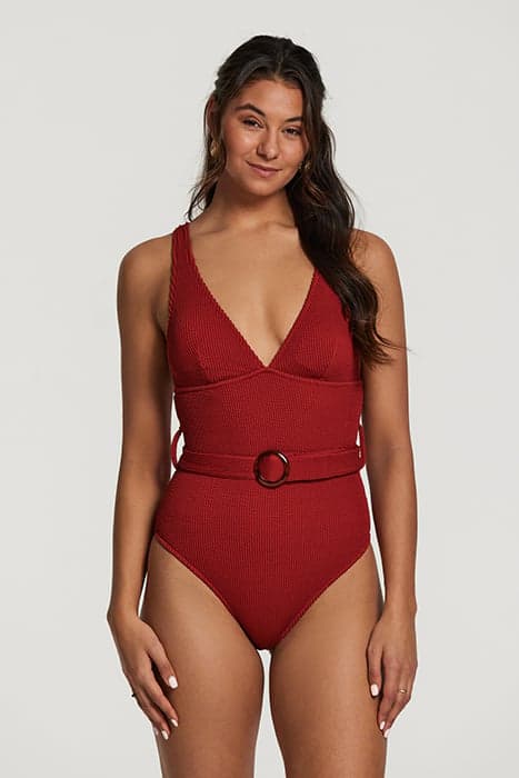 AMY SWIMSUIT RIVIERA STRUCTURE OCHRE BROWN by Shiwi