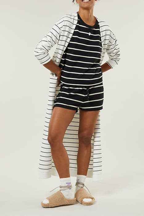 LONG CARDIGAN STRIPE ECRU/BLACK by 10DAYS