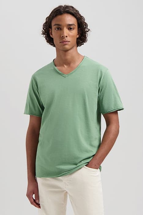 BASIC V-NECK TEE SLUB JERSEY LODEN FROST by Dstrezzed