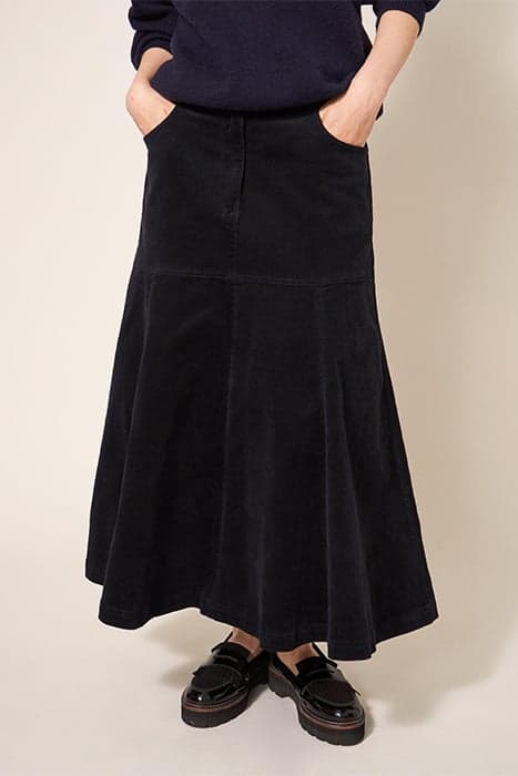 QUINN ORGANIC CORD SKIRT PURE BLACK by White Stuff