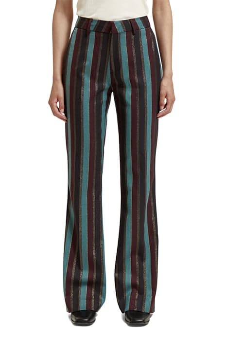 VIOLET - GLITTER STRIPE HIGH RISE FLARE PANT HERITAGE LUREX  by Scotch & Soda